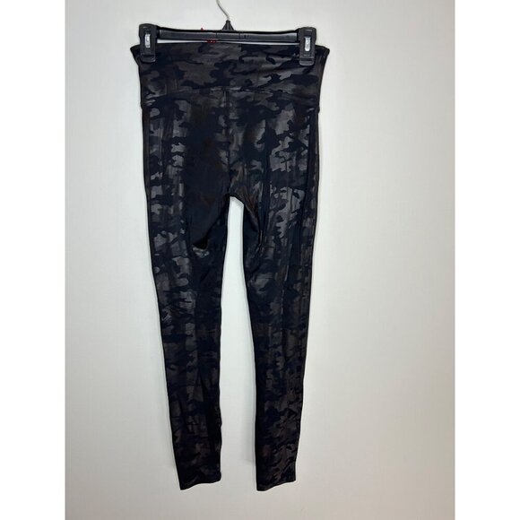 Spanx black camo leggings sz medium women’s athleisure sporty gym yoga - Picture 2 of 7
